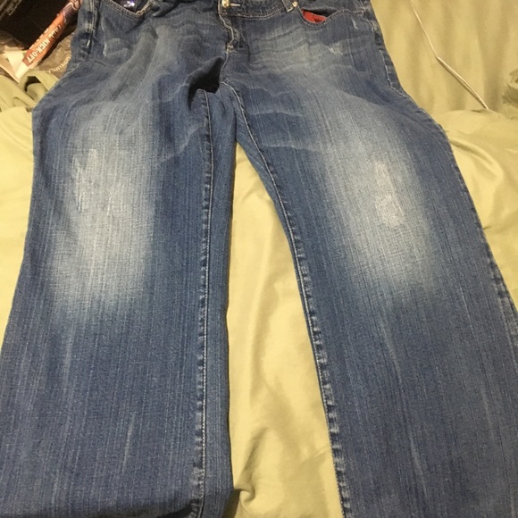 Seven 7 Plus Size Sequined Pockets Medium Wash Bootcut Jeans - Picture 9 of 11